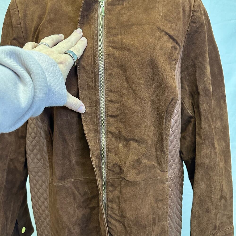 Isaac Mizrahi Live! Genuine Leather Quilted Jacket - Size 18W - Picture 7 of 12